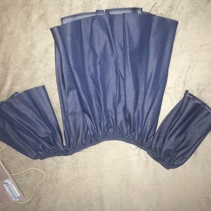 off the shoulder jean light breezy blouse.